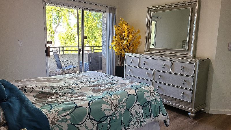 Bedroom has access to balcony
