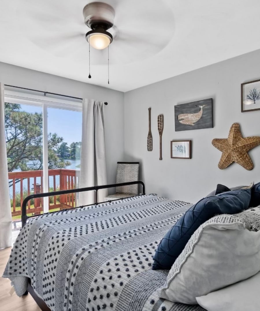 Main bedroom with views of the water