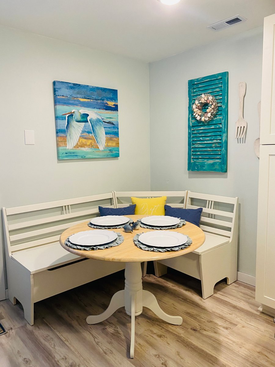 Breakfast nook with views of the water