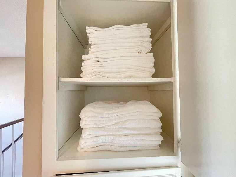 All white clean towels available for use - body, hand and face towels