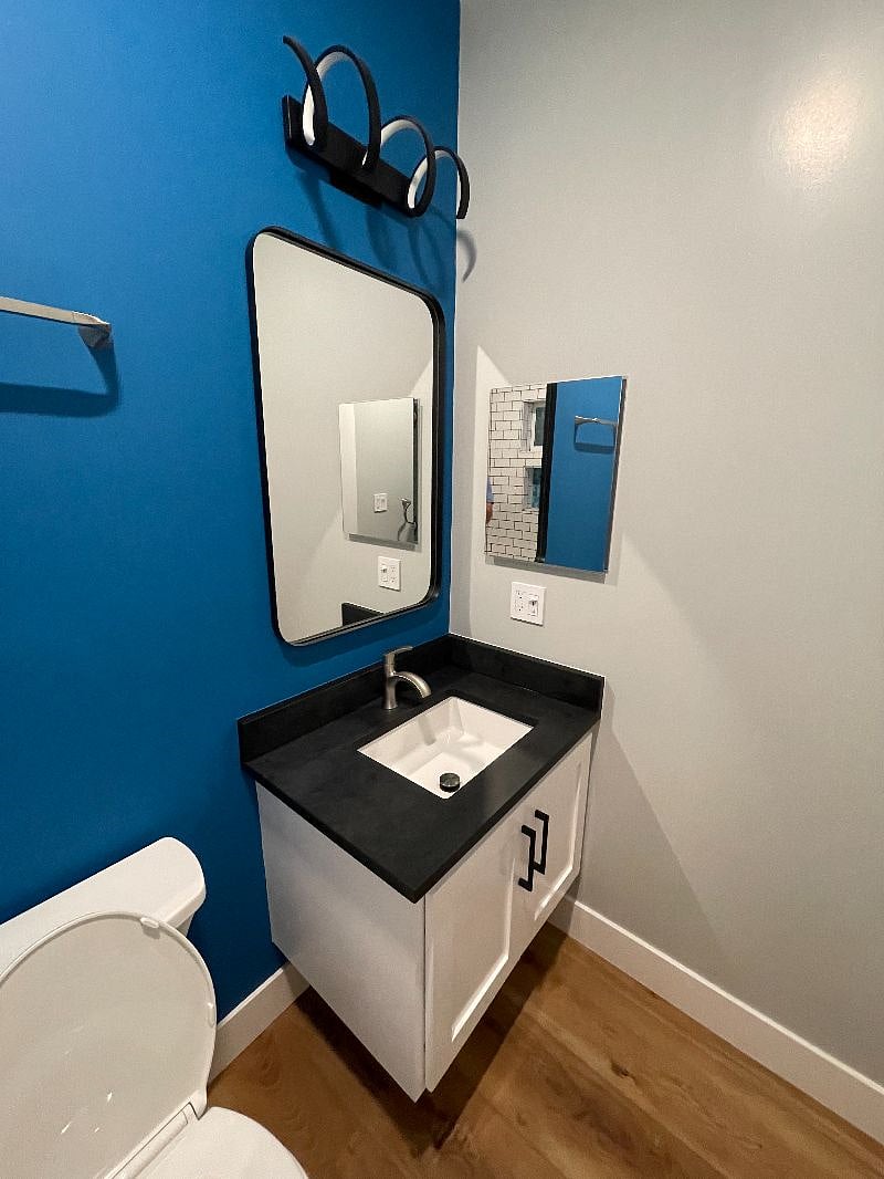 In-wall medicine cabinet for extra storage.