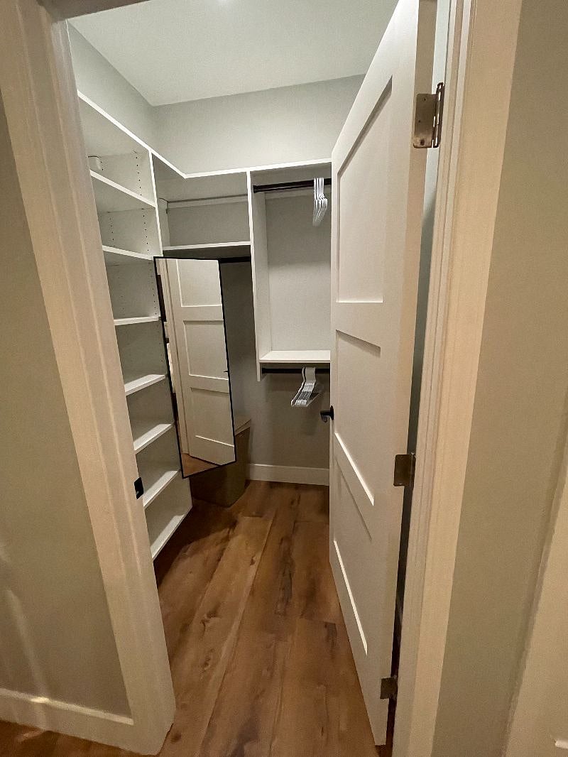Walk-in closet 2 - plenty of custom shelving and hanging, as well as pull-out full length mirror.