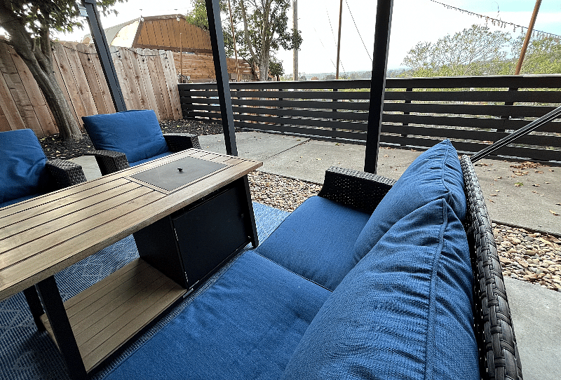 You get your own patio that looks nicer at night
