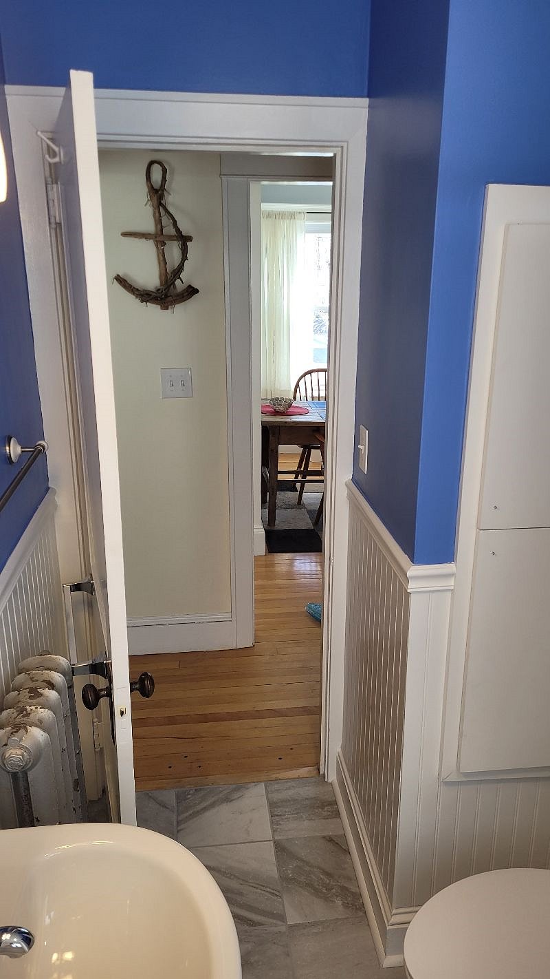 New bathroom to dining room.