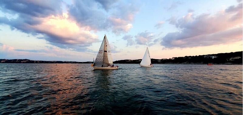 Sail on Lake Travis year round through Austin Yacht Club, Austin Sailing Society meetup, or Texas Sailing at Lakeway Resort.