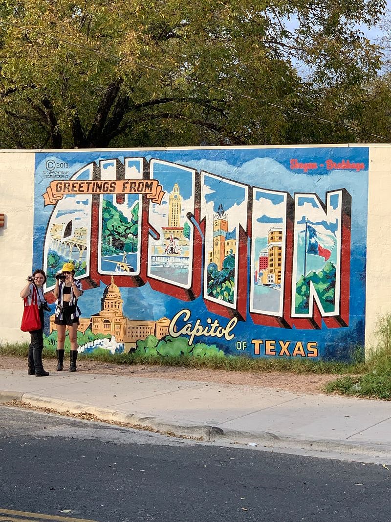 The famous Austin postcard mural in South Austin.