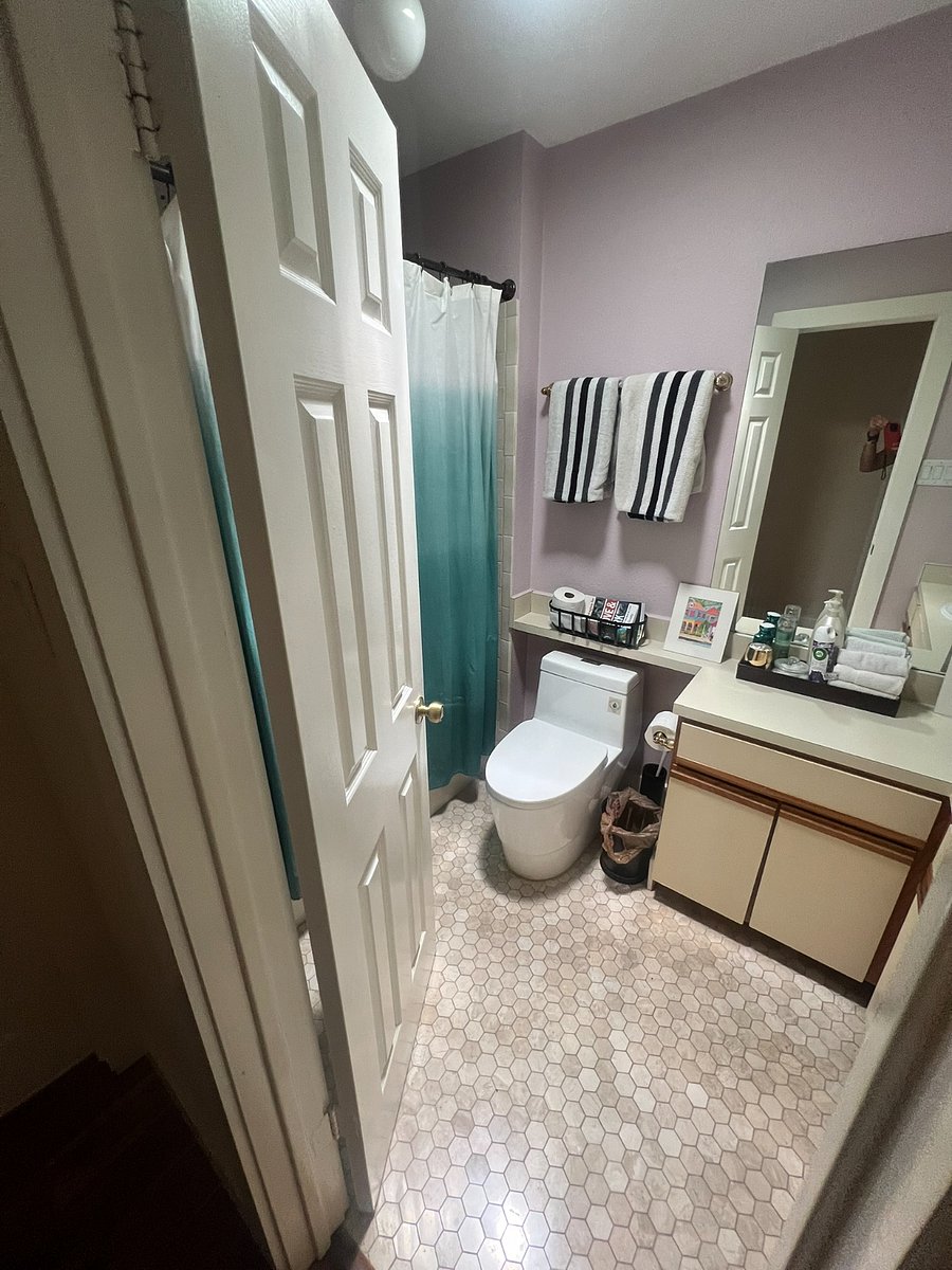 Hair dryer, towels, toilet paper, hand soap provided. Some starter toiletries available.