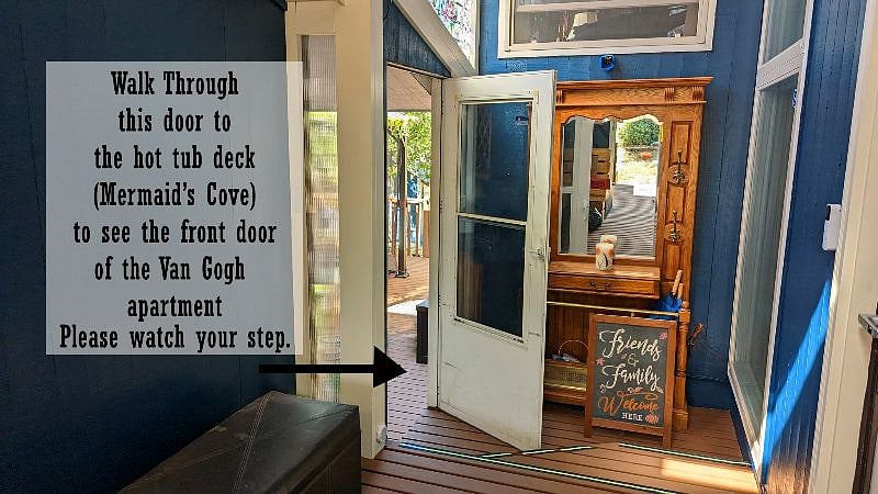 This entry to your deck has umbrellas you can use, and extra slippers if you need them.
