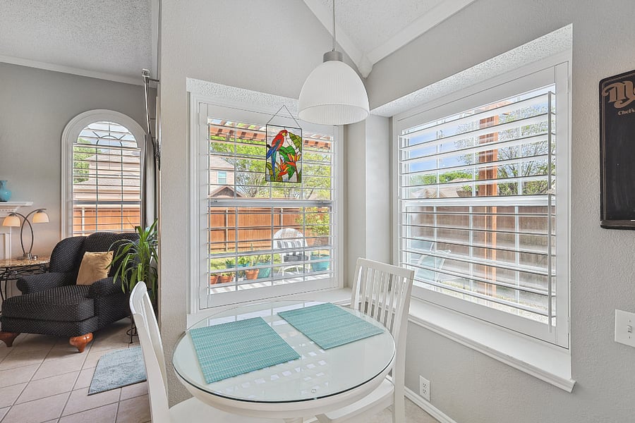 Breakfast nook in kitchen Can be used as desk for computer