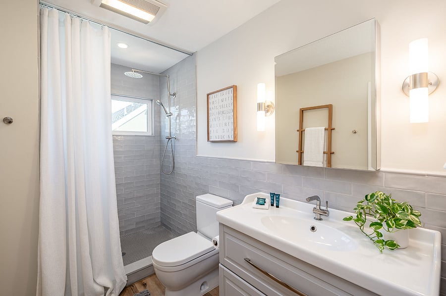 luxurious rain-shower with secondary hand-held shower