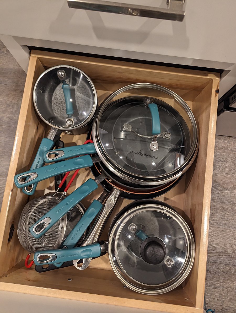 Variety of pots and pans.B