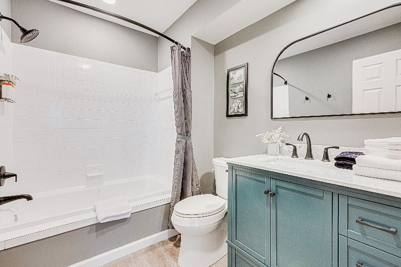 Fully stocked bathroom w/ jetted tub, attached to Master Bedroom