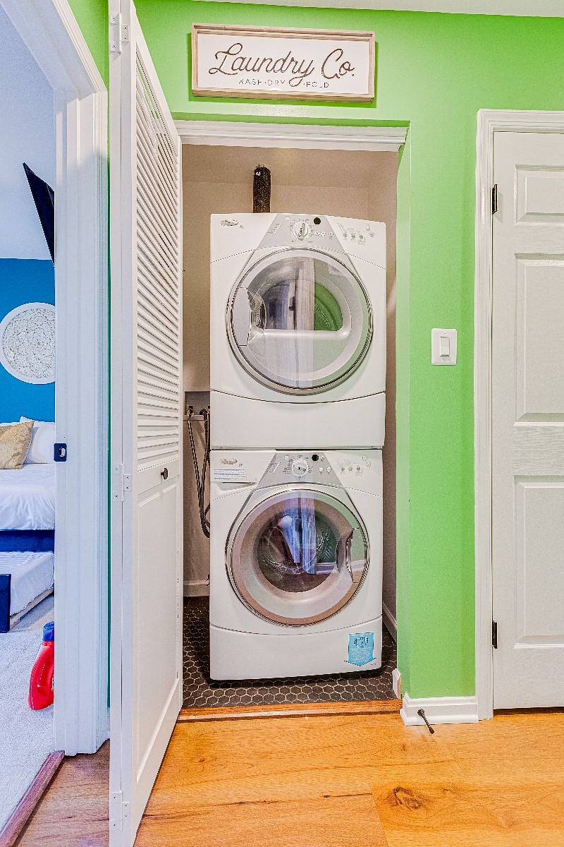 Full sized washer and dryer on the upper level, at your disposal