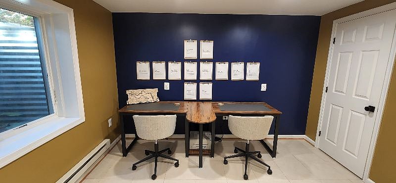 2 Person Workspace, Laser Printer, LOTS of power and USB outlets!