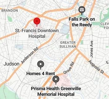 Map of Neighborhood - Less than 5 minutes from Prisma Health Greenville Memorial Hospital & Downtown Greenville