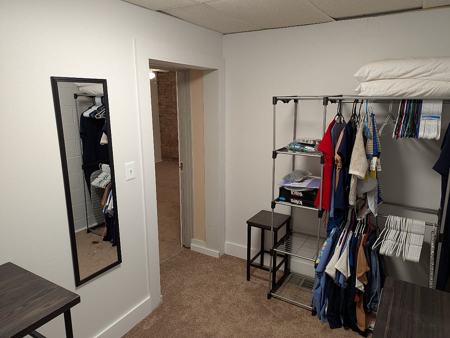 Closet, looking back towards bedroom