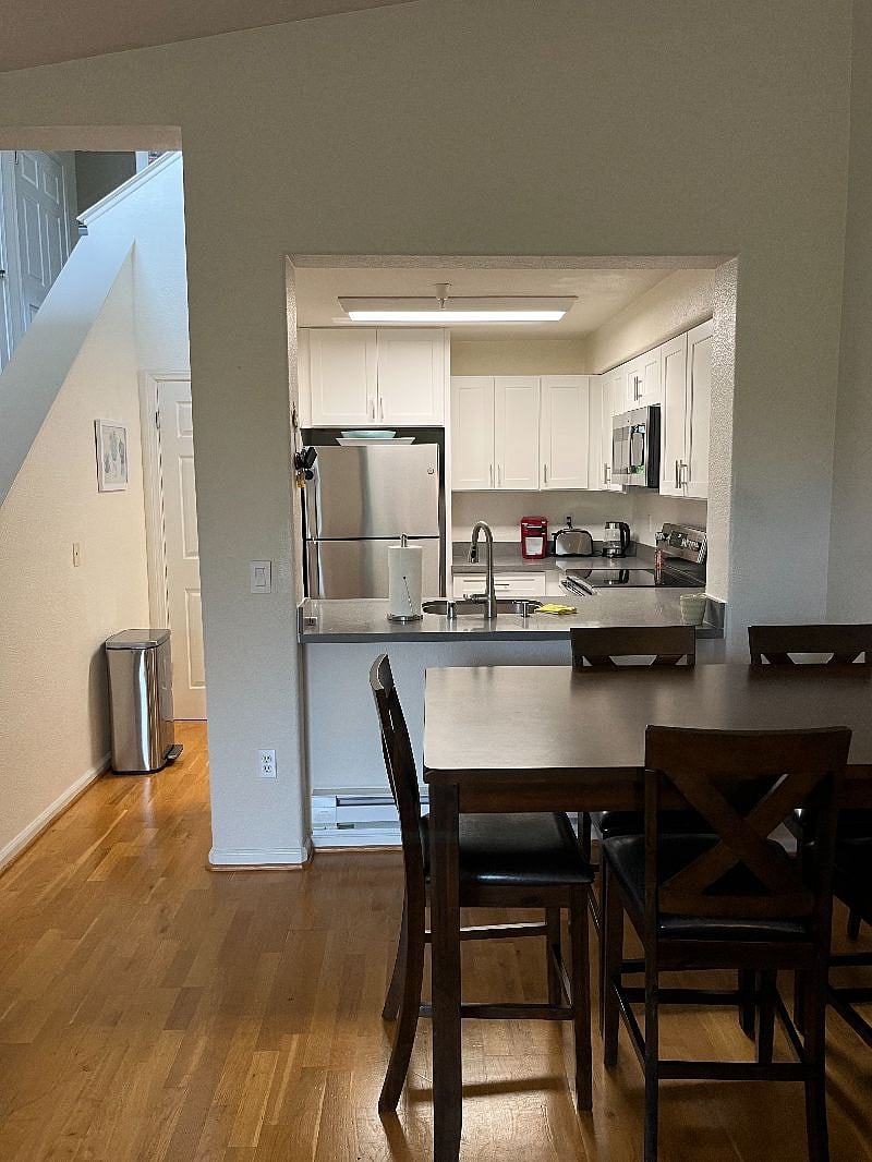 Open floor plan with completely remodeled kitchen