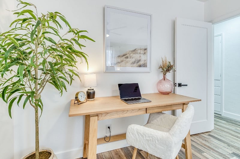 Dedicated workspace/desk for remote work or studying. (Laptop/computer not included)