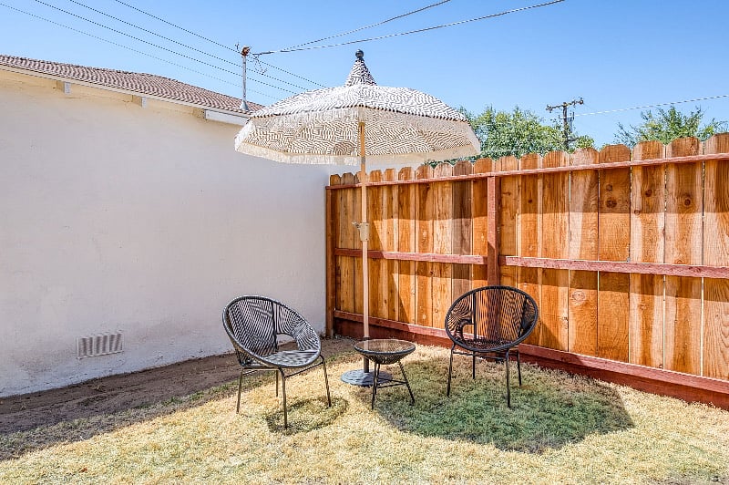 Bistro set in the backyard for your enjoyment.
