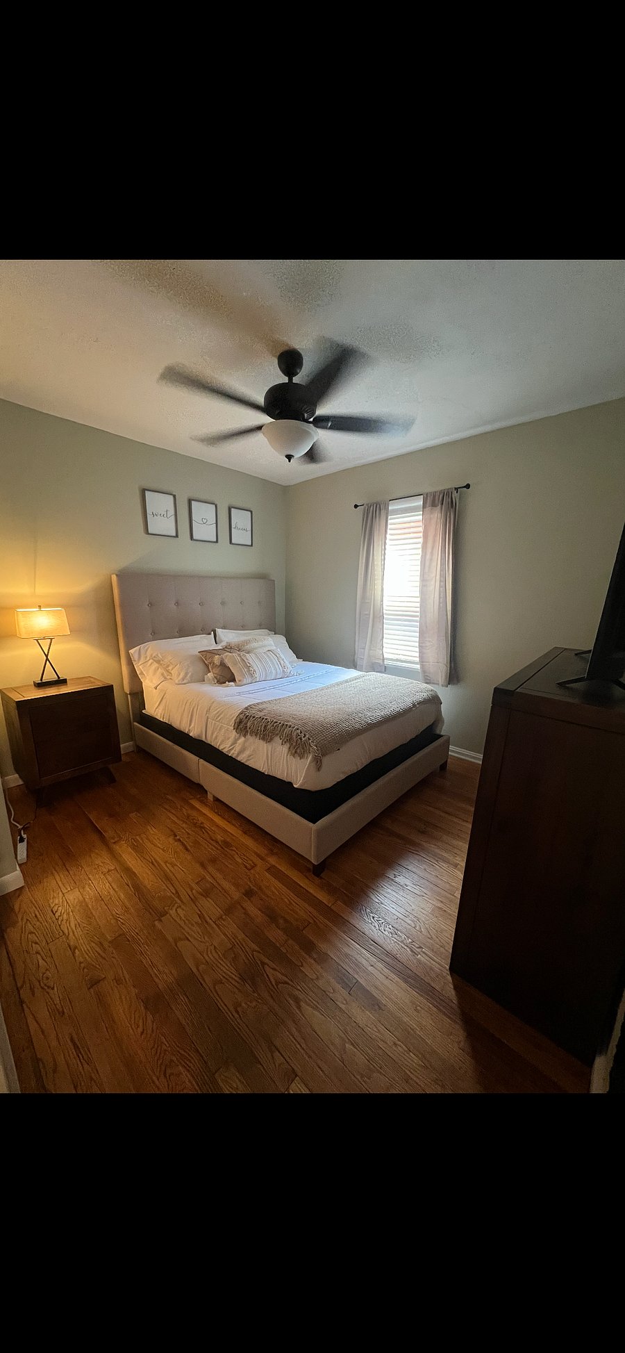 Black out curtains in each bedroom.