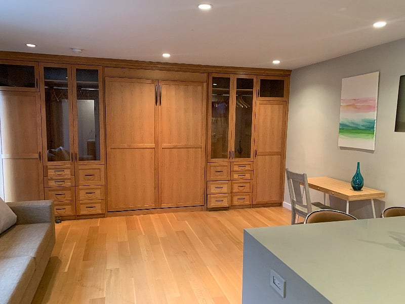 Murphy Bed closed gives tons of space.