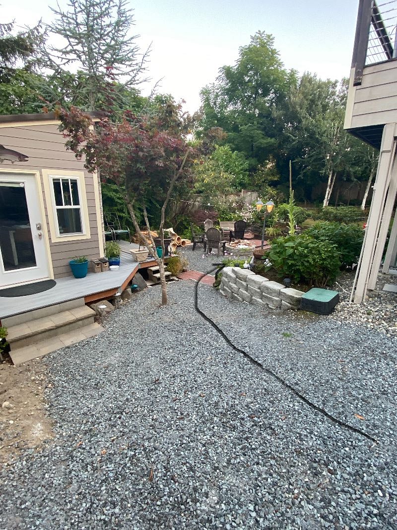Your walking path to the front door down a small graded gravel path