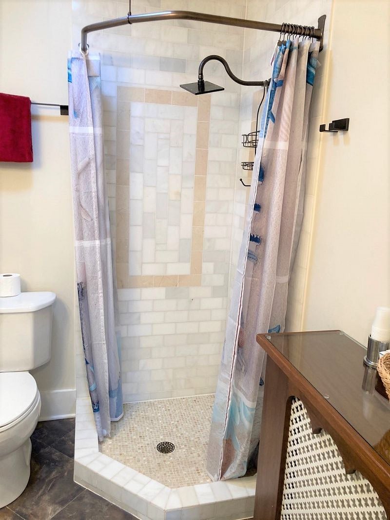 Close-up photo of the shower. 