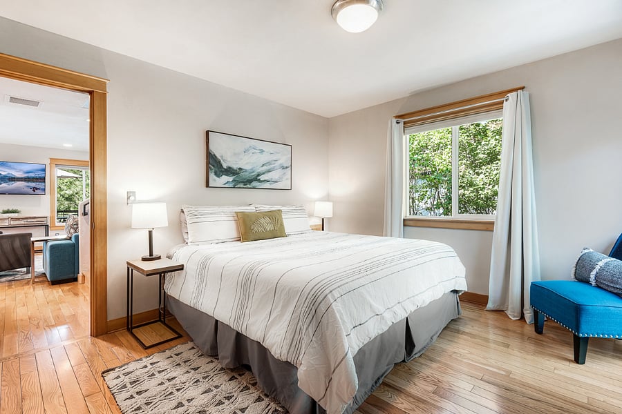 1st floor, master bedroom. King Bed with ensuite bathroom.