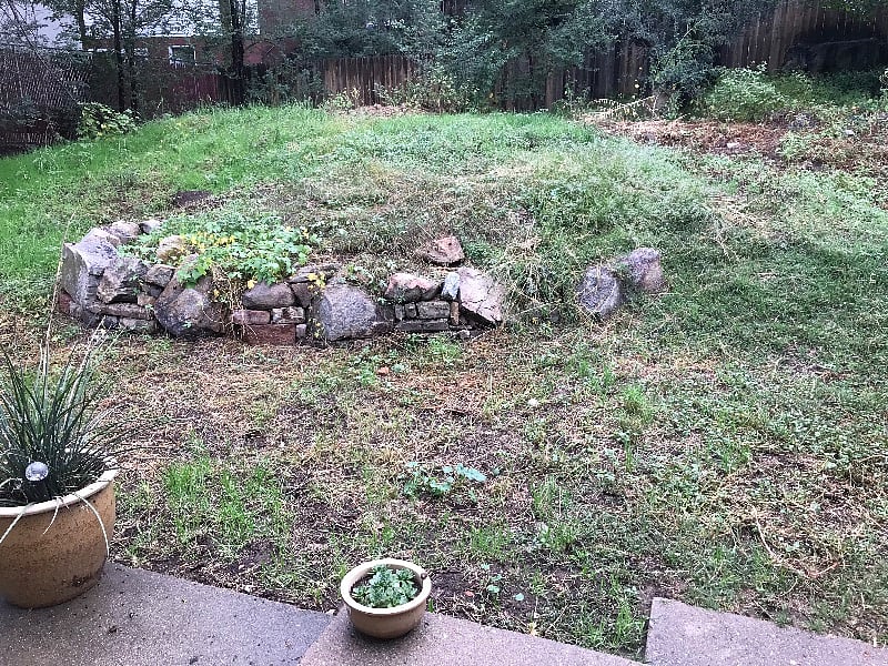 fenced back yard