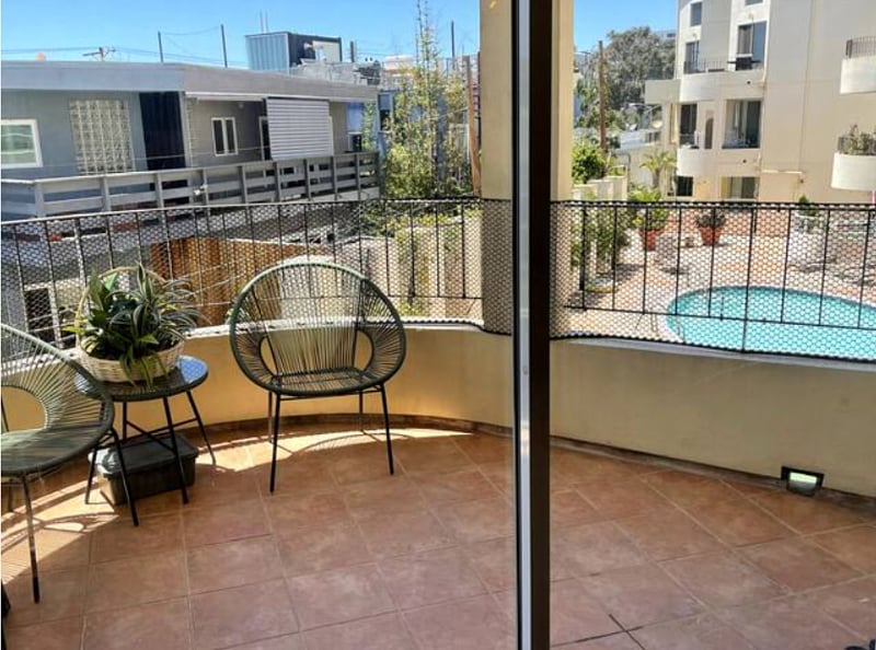 Private patio overlooking the pool