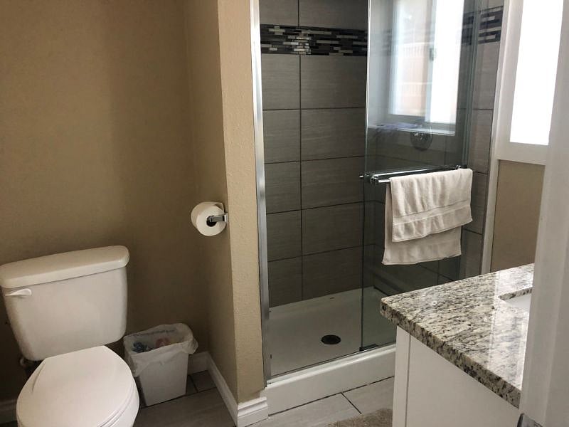 Downstairs bathroom (new tile and rain shower)