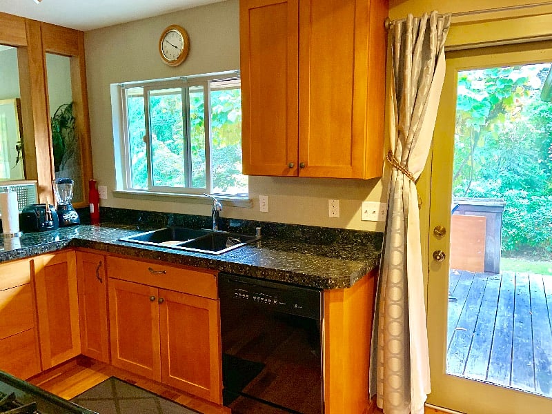 Sink with views of private deck