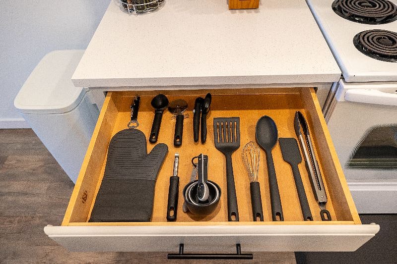 The kitchen is equipped with everything needed for home-cooked meals