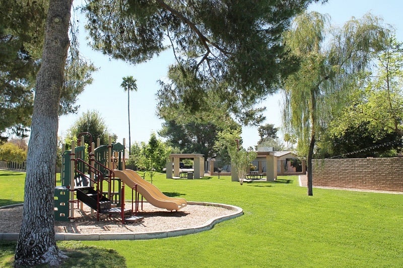 Another view of Laguna Park. BBQ grills and a dock to fish off of.