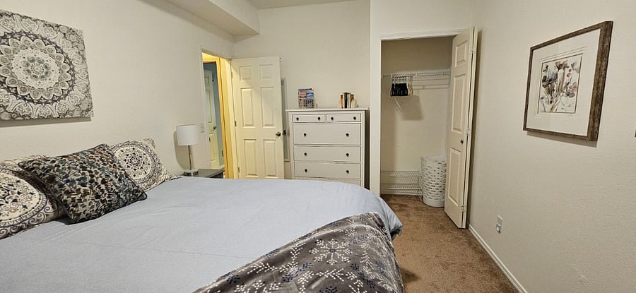 Closet and dresser.