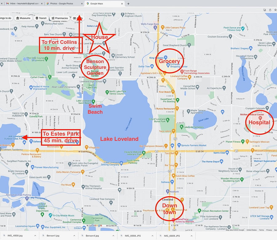 Map of places of interest in relation to our location.