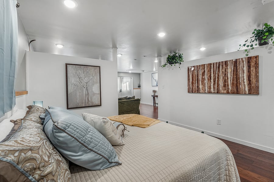 Bedroom with king size bed.
