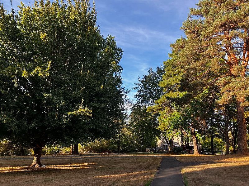 Community outdoor area with all beauty of the Pacific Northwest
