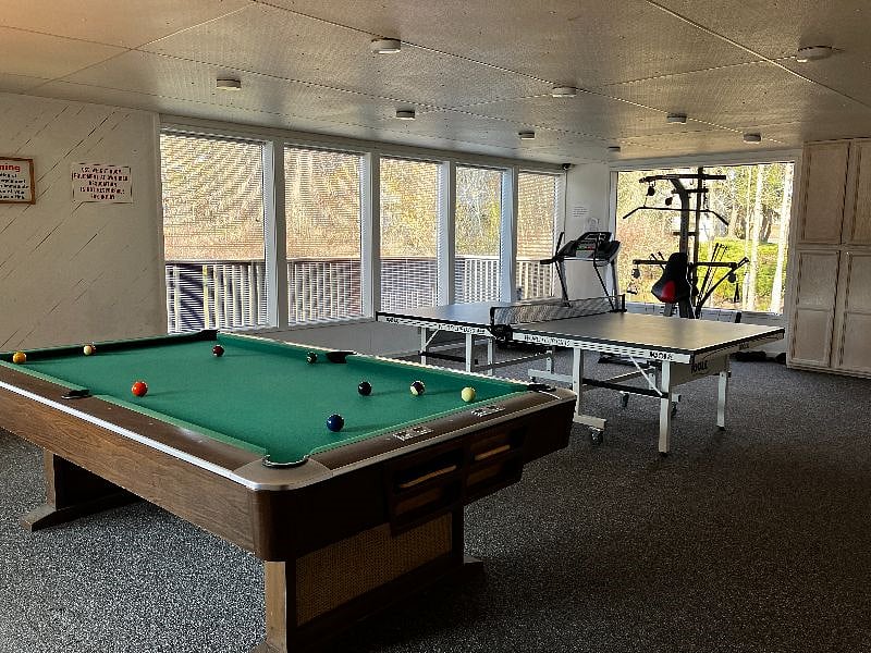 Pool and ping pong tables plus exercise equipment 
