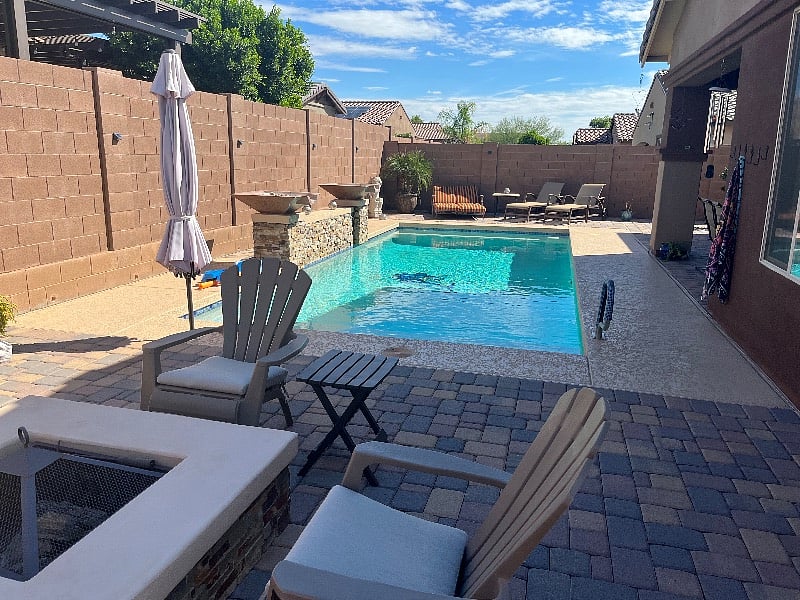 Pool and fire pit