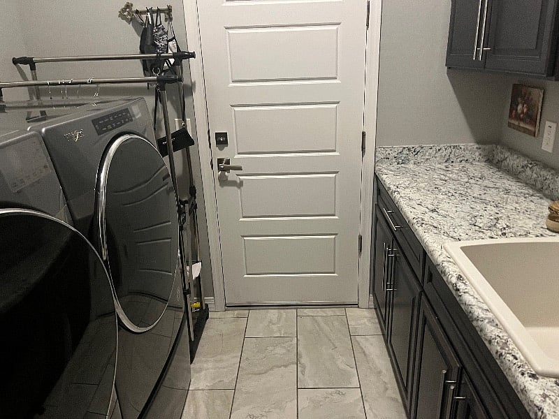 Laundry room and door to the garage