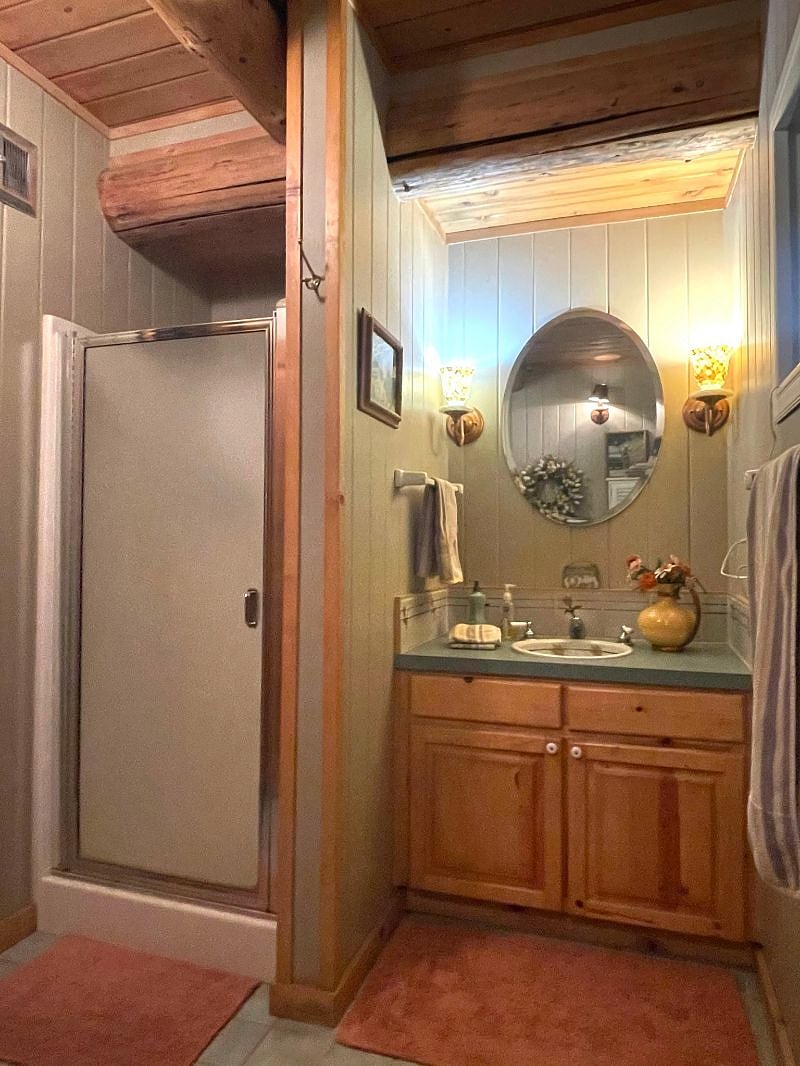 private shower/bathroom located just up steps