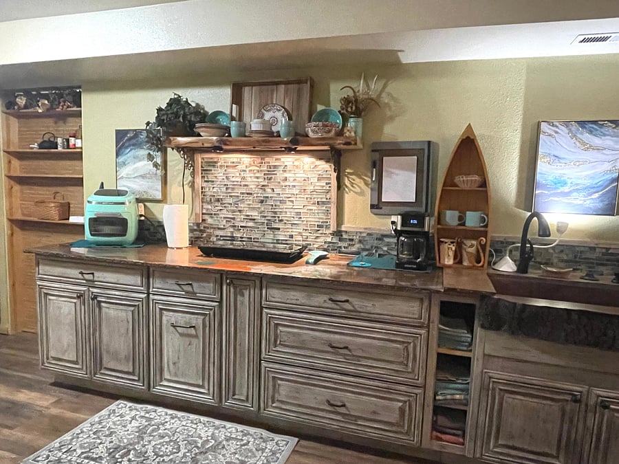 convection cook top, air fryer oven, microwave, toaster, coffee pot