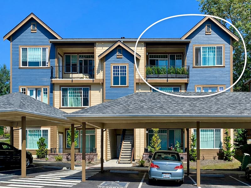Your top-floor unit with private balcony
