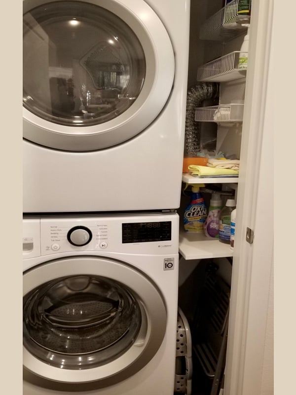 In-unit LG washer & dryer + laundry essentials