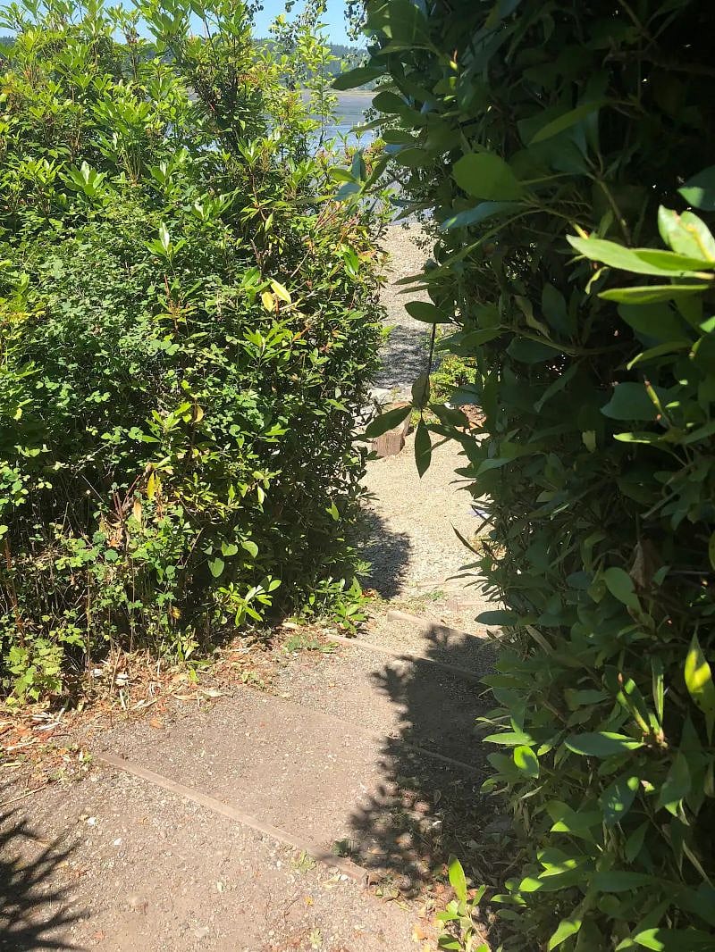 path to pebble beach and exterior firepit.