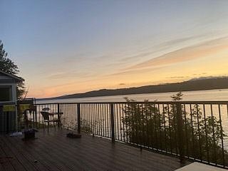 Large deck off of the kitchen and living room.