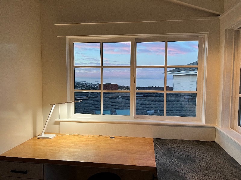 Ocean and island views from desk