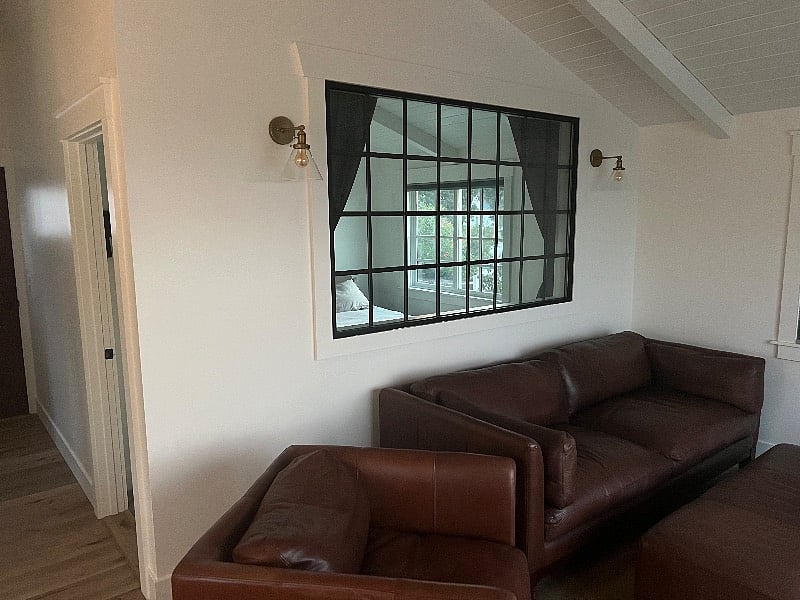 Living Room with interior light window to bedroom