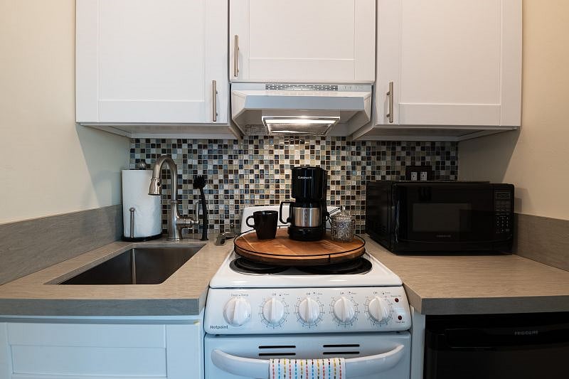 Close up of kitchenette.